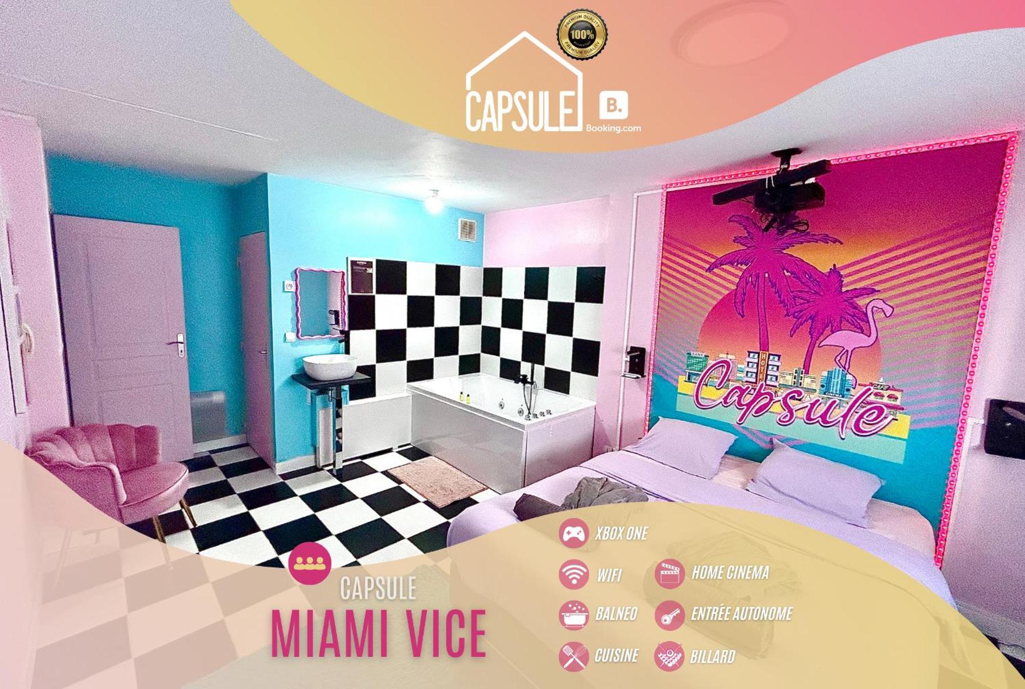 Capsule Miami Vice - Jacuzzi - Billard - Ecran Cinema & Netflix - Ping-Pong - Nintendo & Jeux- Liévin Exterior foto